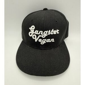 Gangster Vegan Black Hat Cap Embroidered Snapback Acrylic One Size